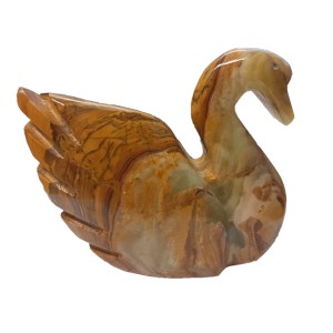 Multi Green Onyx Hand Carved Green Marble Swan 3'' Multi Green Onyx Hand Carved Green Marble Swan 3''