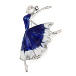 Ballet Dancer Rhinestone Brooch Blue H:53xW:31.5mm
