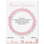 Rose Quartz Gemstone Stretchy 8mm Ball Bracelet With Message Card (55mm)