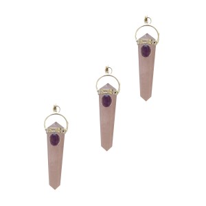 Rose Quartz & Amethyst Double Pencil Point Pendant