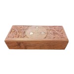Rosewood Hand Carved Brass Inlay Trinklet Box L:13 x W:5.5 x H:3.5cm