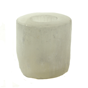 Selenite Tealight Holder Cylinder Flat Polished Top H:10 X W:9cm