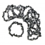 Obsidian Snowflake Gemstone Chipped Bracelet 55mm