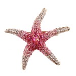 Starfish Rhinestone Brooch Pink H:70xW:65mm
