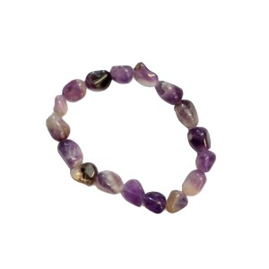 Amethyst (Nuggets) Tumbled Stone Stretch Bracelet (Chevron)