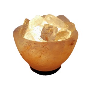 Salt Lamp Bowl & Clear Quartz Chunks For Lamp Complete