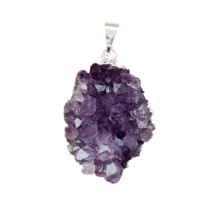 Amethyst Druze Pendant Silver Edge 30-35mm