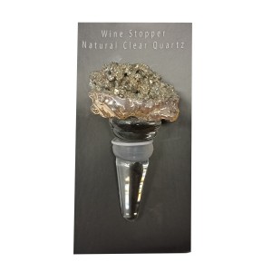 Pyrite Cluster Bottle Stopper in Display Box Silver Edge