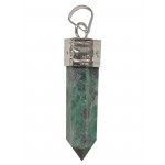 Ruby Zoisite Pencil Pendant Silver Plated Cap