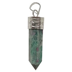Ruby Zoisite Pencil Pendant Silver Plated Cap