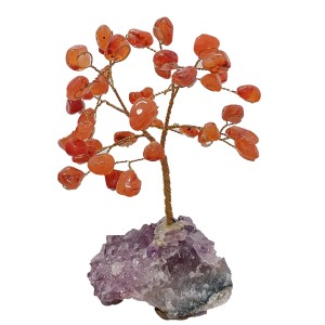 Carnelian Tree on Amethyst Base (14 Branch)