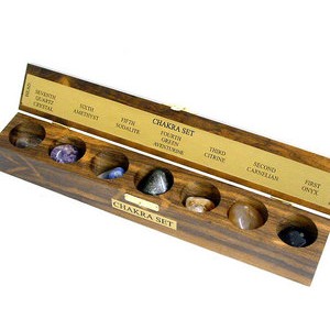 Chakra Healing Stone Box Wooden with Lid