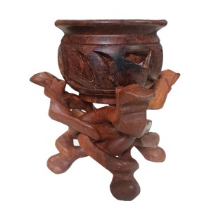 Rosewood Handcrafted Cobra Stand With Bowl H:15cm Rosewood Handcrafted Cobra Stand With Bowl H:15cm